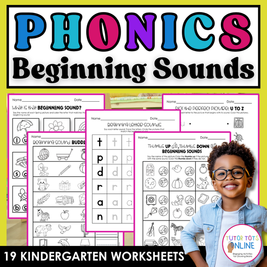 FREE Beginning Sounds Phonics Worksheets (Preschool & Kindergarten)