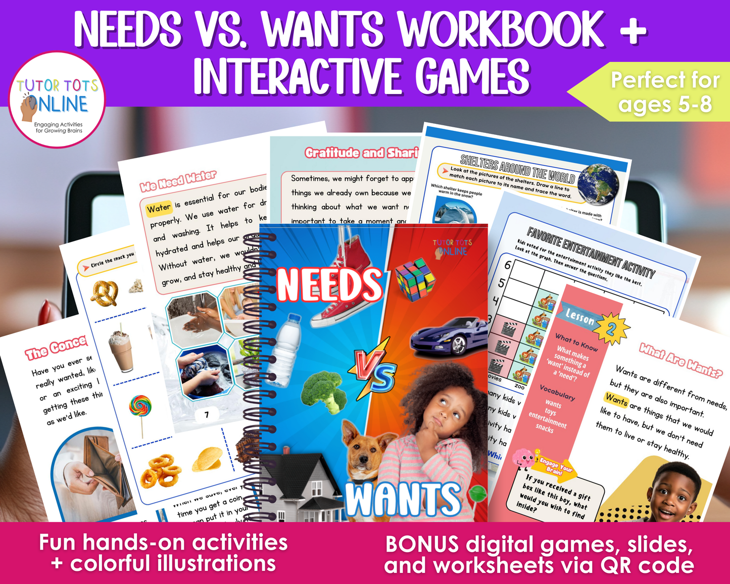 Do I Need It or Just Want It? | Needs vs. Wants Workbook + Interactive Games (Ages 5-8)